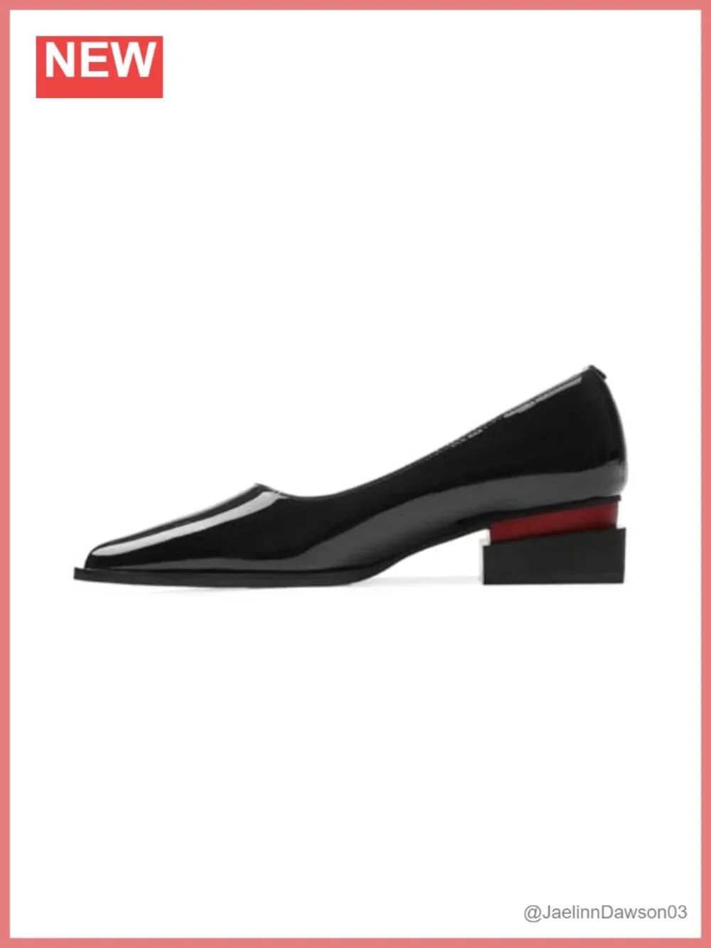 Womens Pointed Toe Low Heel Pumps faux leather Block Heel Slip On